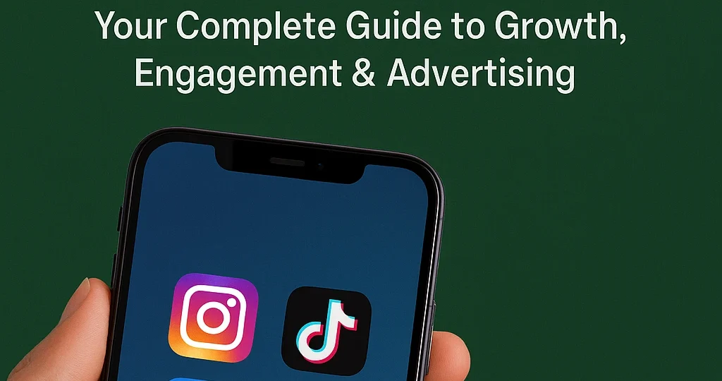 Social media marketing concept showing digital strategy and engagement in Abu Dhabi